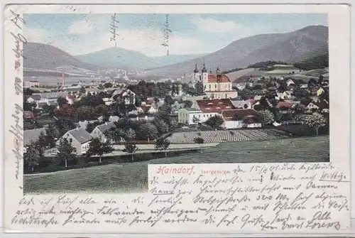 86684 AK Haindorf - Isergebirge, Totalansicht mit Kirche 1901