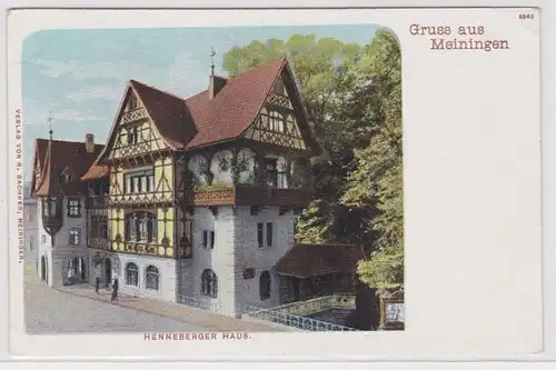 86863 AK Gruss de Meiningen - Henneberger Haus vers 1900