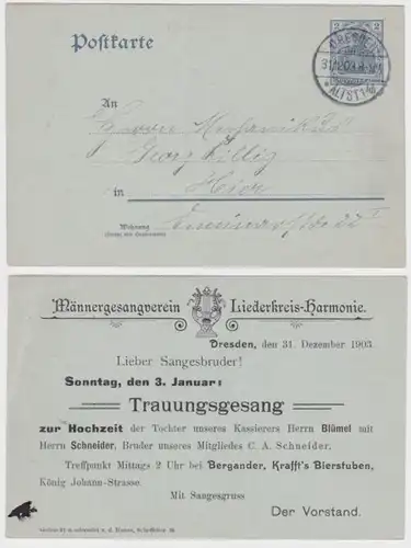 86931 Ganzsachen Postkarte P63X Männergesangsverein Liederkreis-Harmonie Dresden