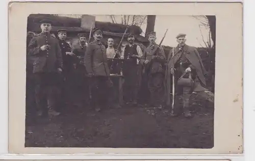 86954 Feldpost Photo Ak Landser avec sifflet et carabine 1ère guerre mondiale 1916