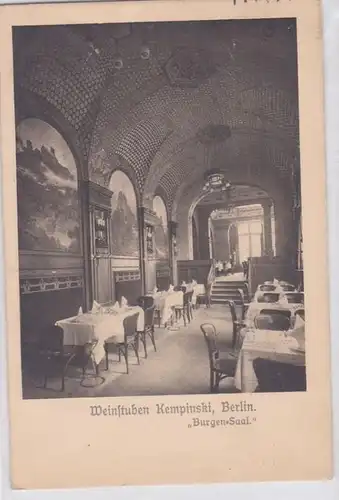87082 Ak Berlin Weinstuben Kempinski 'Burgen Saal' 1910