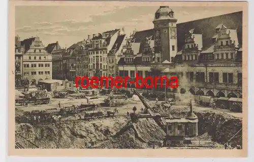 87287 Ak Leipzig Bau der Untergrundmeßhalle Markt 16. Juni 1924