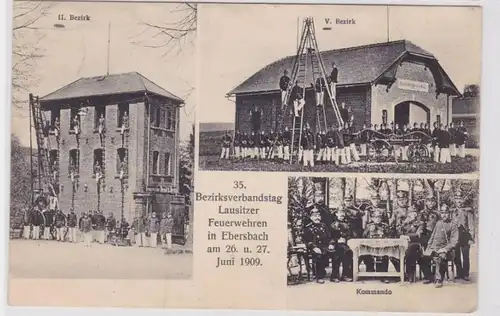 87393 Mehrbild Ak 35.Bezirksverbandstag Lausitzer Feuerwehren Ebersbach 1909