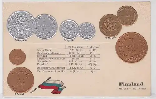 87746 Präge Ak mit Münzabbildungen Finnland um 1910