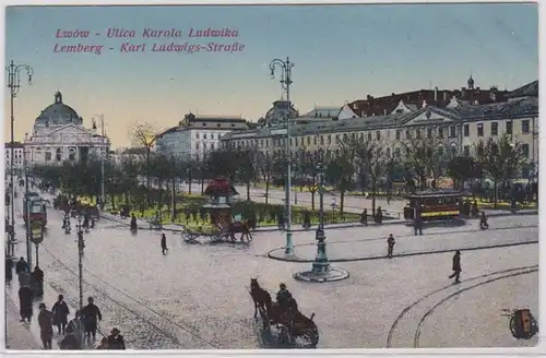 87766 AK Lemberg (Lwów) - Karl Ludwigs-Straße (Ulica Karola Lodwika) 1918