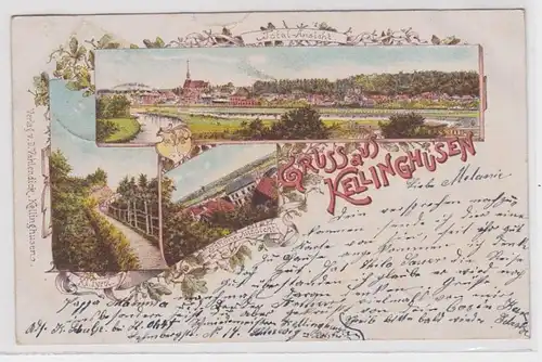 88073 Lithographie AK Gruss de Kellinghusen - kl. Tyrol, Total de vue 1899