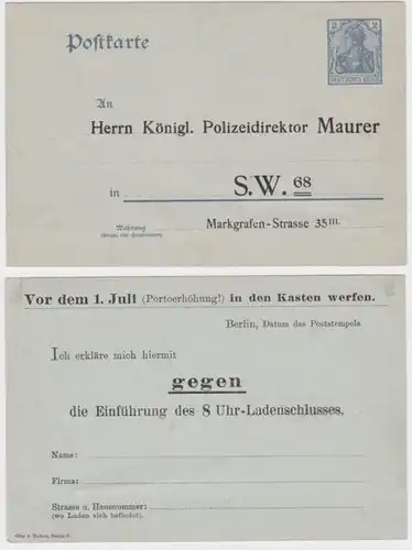 88119 DR Ganzsachen Postkarte P63X Zudruck Königl. Polizeidirektor Maurer Berlin