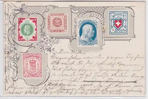 88429 Ak Lithographie avec des timbres rares comme motif 1905