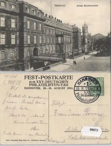 88973 DR Ganzsachen Postkarte PP27/C198/9 Philatelistentag Hannover 1913