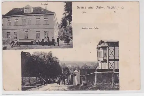 89396 AK Gruss aus Culm, Reuss jüngere Linie - Gasthof & Ansicht von Culm 1910