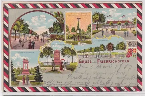 89398  Mehrbild AK Gruss aus Friedrichsfeld - Denkmal Kasino & Franzosenfriedhof