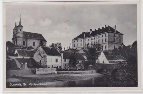 89534 AK Dürnholz (Drnholec) Nd - Kirche und Schloß 1942