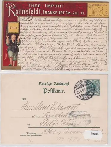 89953 DR Ganzsachen Postkarte PP9/B20/1 Frankfurt Ronnefeldt Thee Import 1900