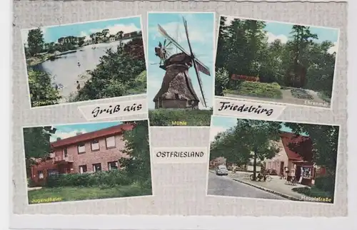 89965 Mehrbild Ak Gruß aus Friedeburg Ostfriesland mit Windmühle 1966