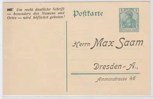 90371 Ganzsachen Postkarte P90 Zudruck Max Saam Dresden