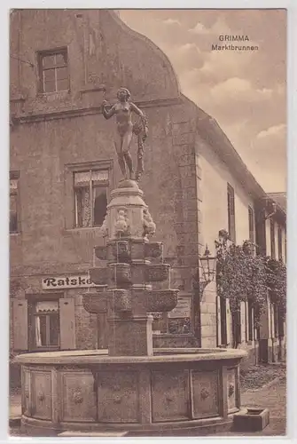 90562 AK Grimma - Marktbrunnen und Ratskeller 1913