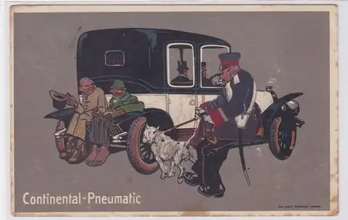 90589 publicité humour Ak Continental Pneumatic élégante voiture vers 1914