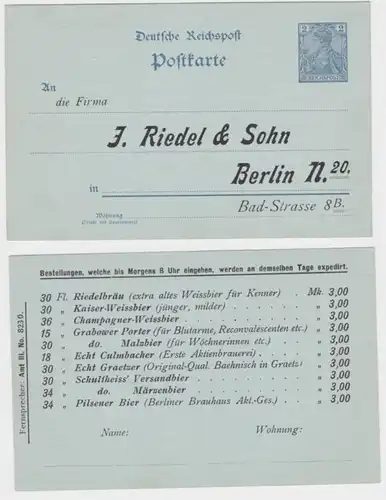 90838 DR Ganzsachen Postkarte P63Y Bestellung J. Riedel & Sohn Berlin