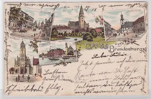 90850 Lithographie AK Gruss de Brandebourg - Mairie, Dom, Realgymnasium 1897