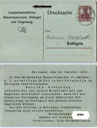 90864 DR Plein de choses Carte postale P109 Imprimer Landw. Hausfrauenverein Balingen 1918