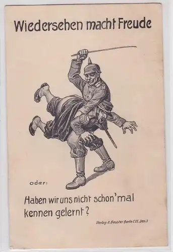 90932 Militär Humor Ak 'Wiedersehen macht Freude' um 1915