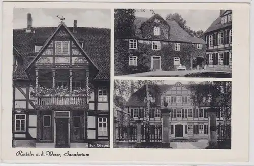 90947 AK Rinteln an der Weser, Sanatorium - Alter Giebel & Eingangspforte 1955