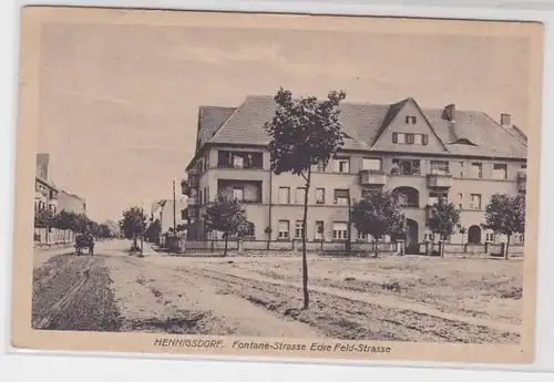 90957 Ak Hennigsdorf Fontane Strasse Ecke Feldstrasse um 1930