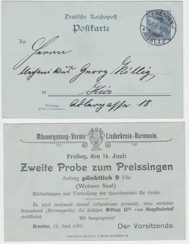 91010 Ganzsachen Postkarte P63X Männergesangsverein Liederkreis-Harmonie Dresden