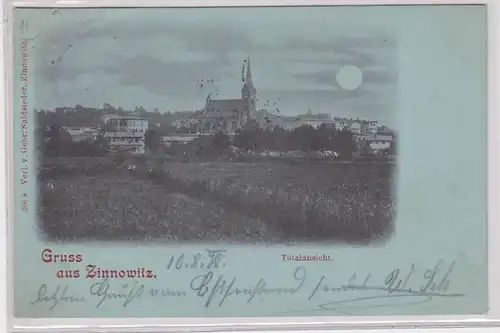 91046 Lune clair AK Gruss de Zinowitz - Vue totale avec l'église 1898
