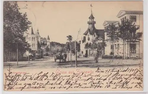 91047 AK Gruss de Zinnowiz - Strandstrasse avec des villes de ville 1901