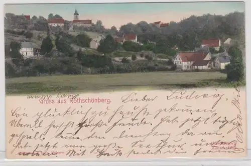 91051 AK Gruss aus Rothschönberg - handkolorierte Künstlerkarte, Bahnpost 1902