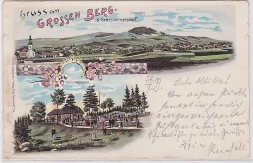 91214 Ak Lithographie Gruß vom grossen Berg bei Großhennersdorf 1899