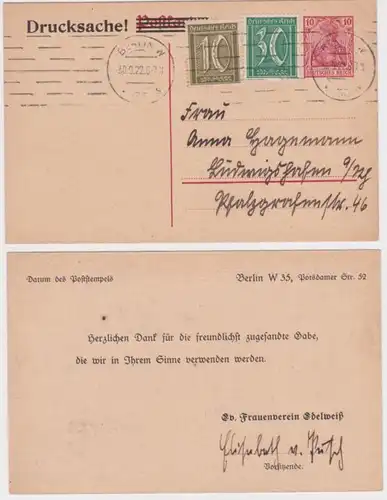 91221 Carte postale P110 Imprimer Ev. Femmeverein Edelweiss Berlin 1922