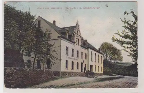91324 Ak Gruß aus Gasthaus Hopfgarten bei Scharfenstein 1915