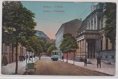 91417 Kraków, Ul. Wolska - Krakau, Wolska-Gasse mit Straßenbahn 1915