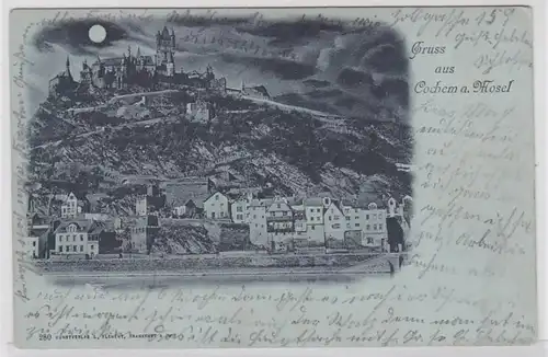 91434 Carte de la Lune Salutation de Cochem à la Moselle 1902