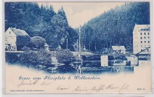 91639 Ak Gruß vom Flossplatz bei Wolkenstein 1899