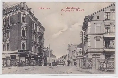 91800 AK Rathenow - Steinstrasse, entrée de la vieille ville, vue sur la rue 1906