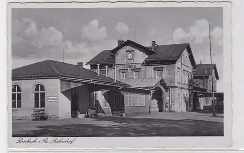 91966 Ak Limbach in Sachsen Bahnhof 1937