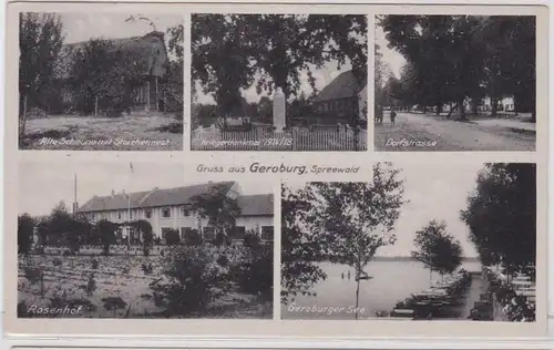 92098 AK Gruss Geroburg - Monument aux Guerriers, Lac de Geroga, Rosenhof & Scheune