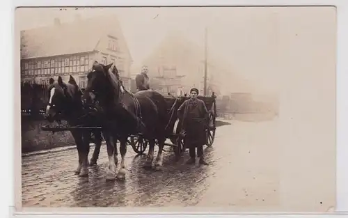 92205 Photo Ak Geithain ? Paysans avec entraînement à cheval vers 1920