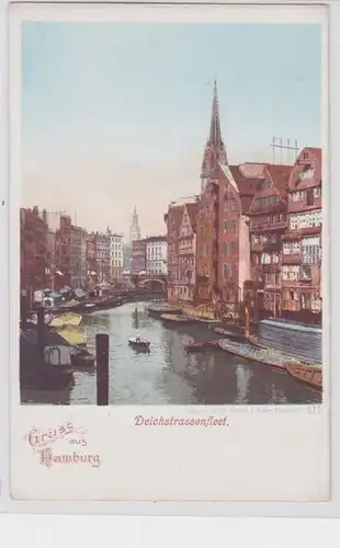 92221 Ak Salut de Hambourg Deichstrassenfleet vers 1900