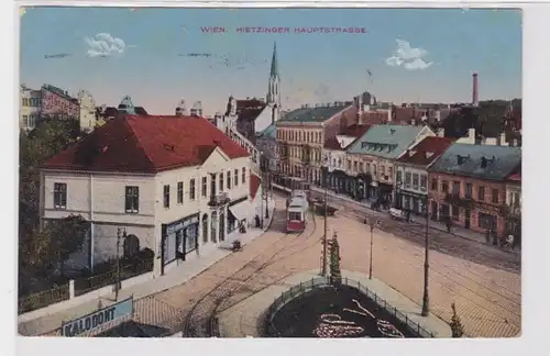 92322 Ak Wien Hietzinger Hauptstrasse mit Strassenbahn 1928