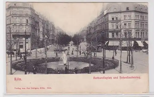 92564 AK Cologne - Barbarossaplatz et Hohenstaufenring avec Fontaine & Transport 1902