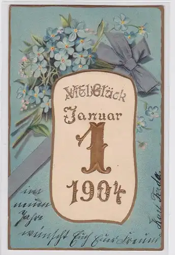 92578 Félicitations AK Bonne chance janvier 1 1904, vœux de Nouvel An