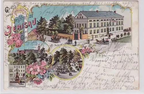 92640 Ak Lithographie Gruß vom Gasthof zu Jerisau bei Glauchau 1902