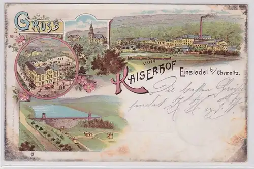 92647 Ak Lithographie Gruß vom Kaiserhof Einsiedel bei Chemnitz 1902
