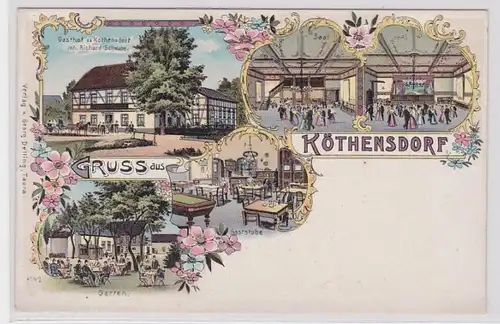 92691 Ak Lithographie Gruß aus Köthensdorf Gasthof um 1900