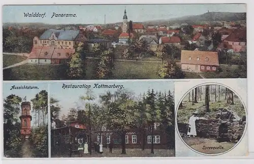 92725 AK Walddorf - Restauration Kottmarberg, Aussichtsturm, Spreequelle 1918