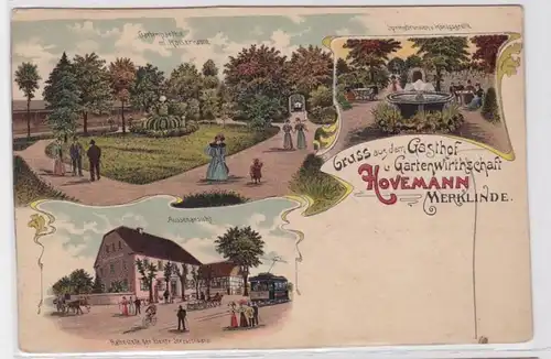 92793 Ak Lithographie Gruß aus dem Gasthof Hovemann Merklinde um 1900
